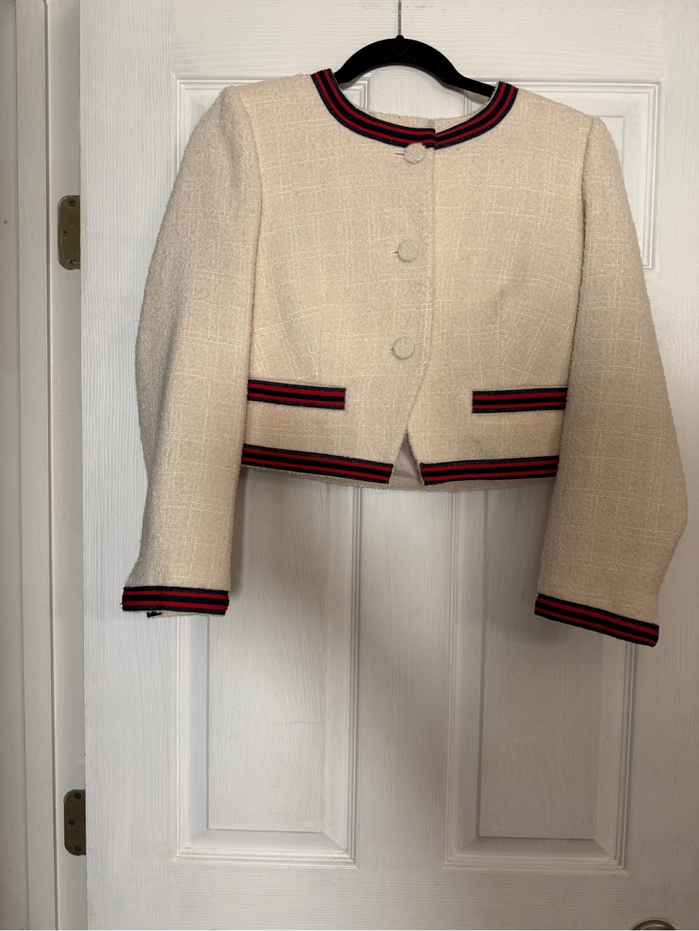 J.Crew Cropped Trim Blazer in Cream Size 4 NWT